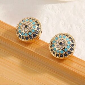 Copper Inlaid Zirconia Stud Earrings NWT
